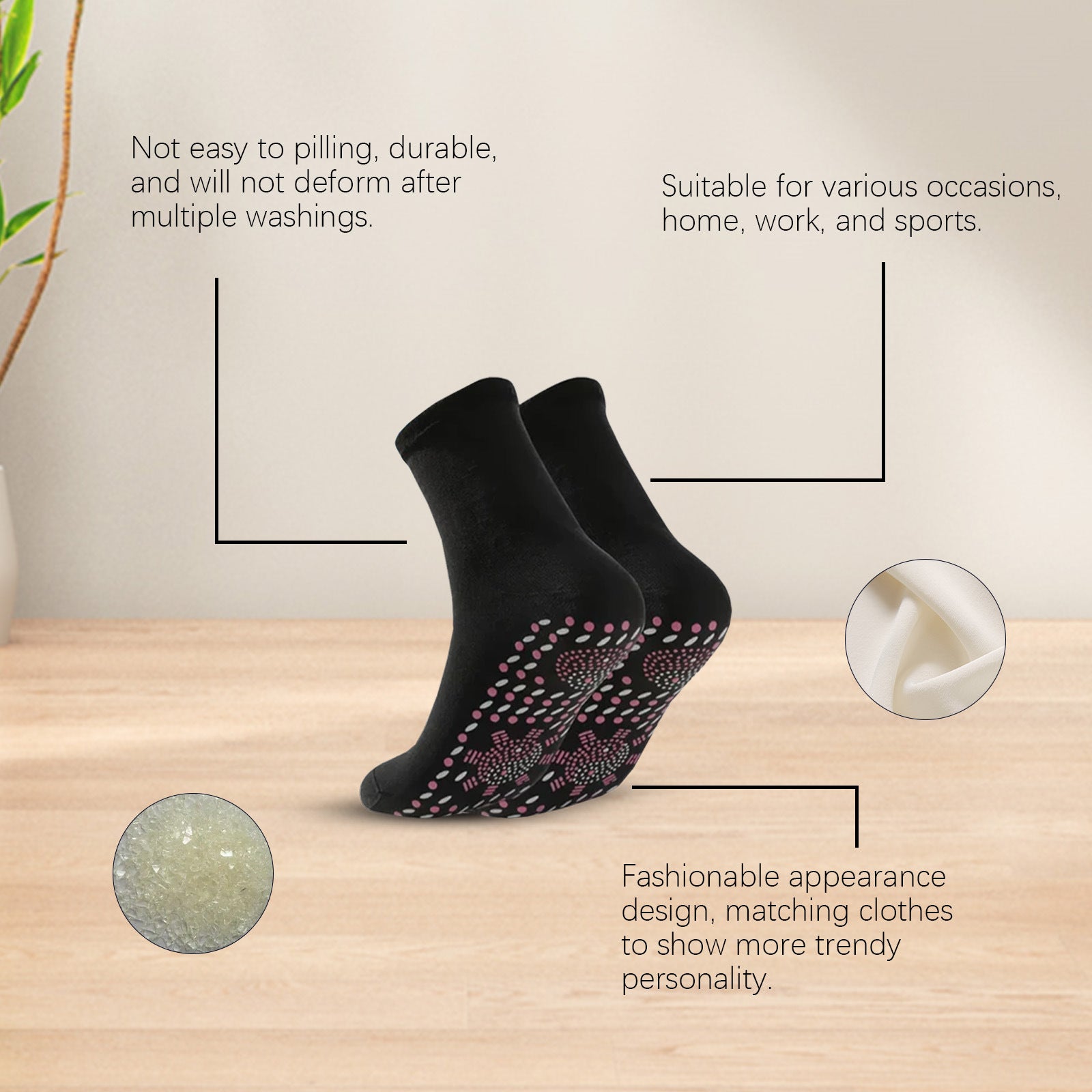 Chaussettes de massage auto-chauffantes pour le corps et les pieds, douces pour la peau